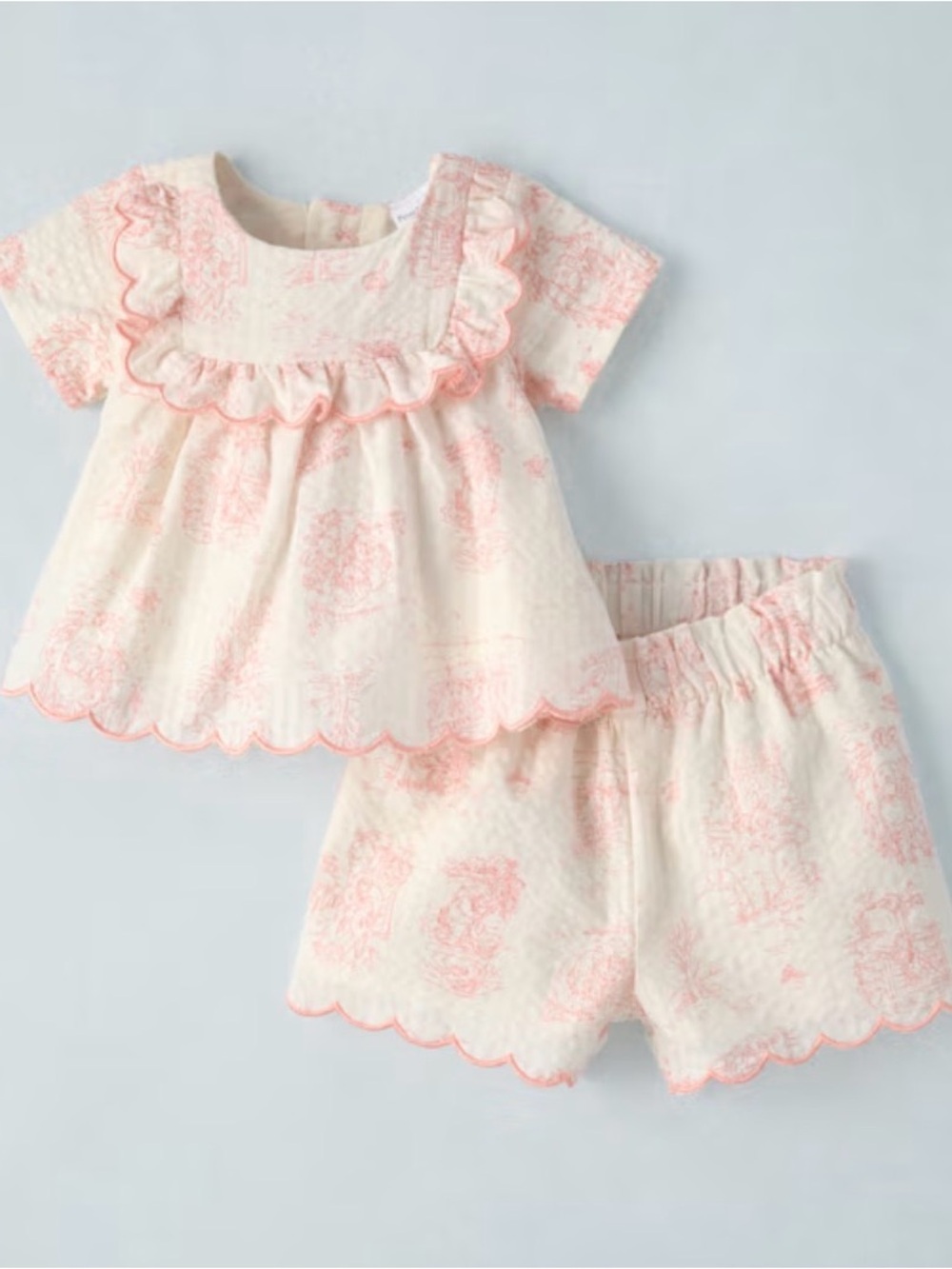 Baby Girls Peter Rabbit Embroidered Seersucker 2-Piece Outfit Set